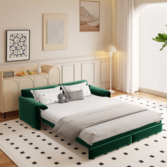 Divano letto estraibile da 66 pollici, divano letto convertibile 3 in 1 con contenitore laterale, divano letto multifunzionale in velluto