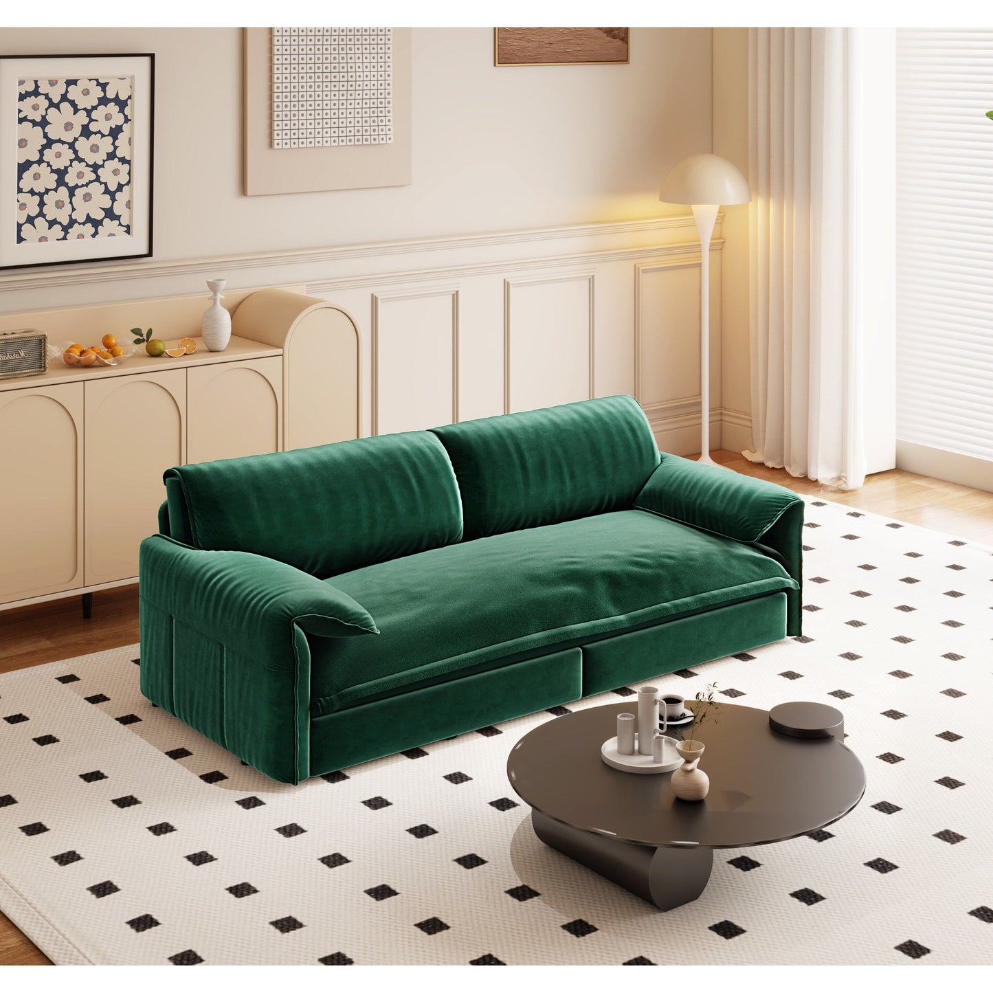 Divano letto estraibile da 66 pollici, divano letto convertibile 3 in 1 con contenitore laterale, divano letto multifunzionale in velluto