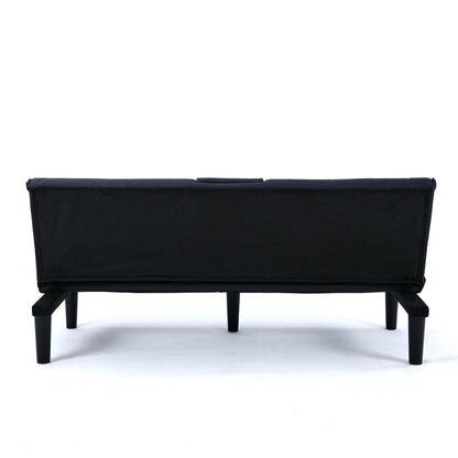 Divano letto pieghevole in PVC nero da 67 pollici con portabicchieri per soggiorno, camera degli ospiti, dormitorio, ufficio