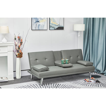 Divano letto multifunzionale in pelle bianca con tavolino - 31,00 x 67,00 x 33,00