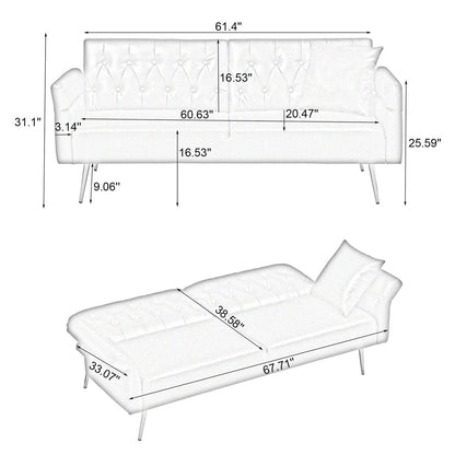 Divano letto in similpelle da 67,71 pollici con braccioli regolabili - 67,71 L * 33,07 P * 31,1 A