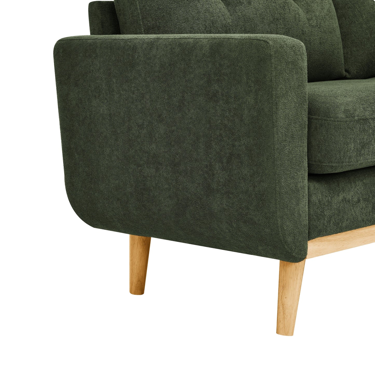 Divano a due posti imbottito di metà secolo con gambe in legno - 29,5 P x 67,7 L x 34,6 A