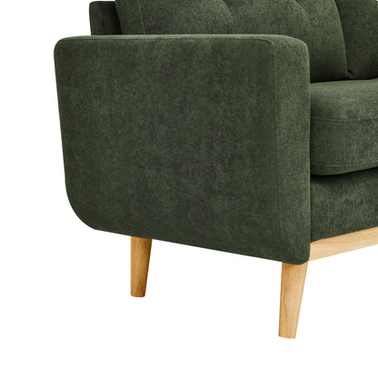 Divano a due posti imbottito di metà secolo con gambe in legno - 29,5 P x 67,7 L x 34,6 A