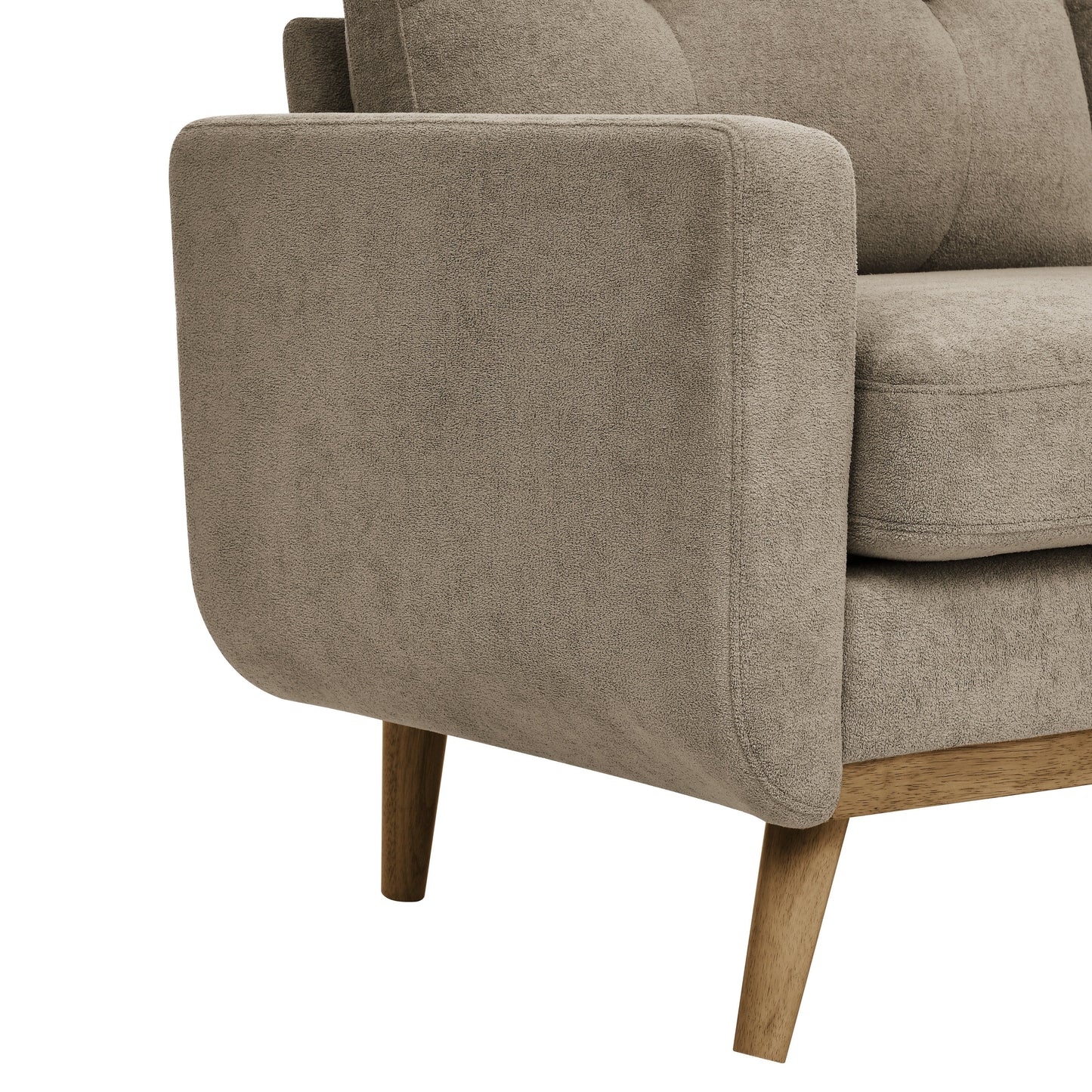 Divano a due posti imbottito di metà secolo con gambe in legno - 29,5 P x 67,7 L x 34,6 A