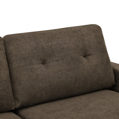 Divano a due posti imbottito di metà secolo con gambe in legno - 29,5 P x 67,7 L x 34,6 A