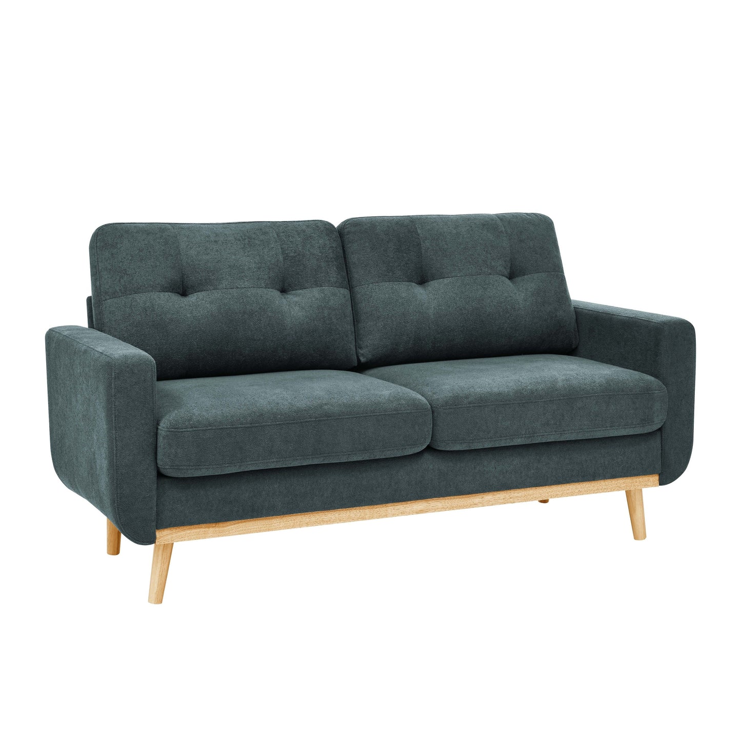 Divano a due posti imbottito di metà secolo con gambe in legno - 29,5 P x 67,7 L x 34,6 A