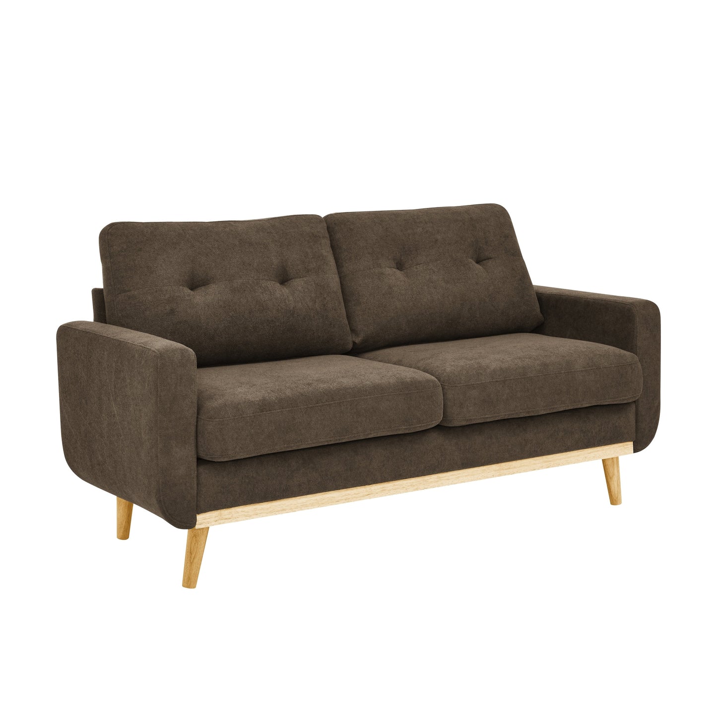 Divano a due posti imbottito di metà secolo con gambe in legno - 29,5 P x 67,7 L x 34,6 A