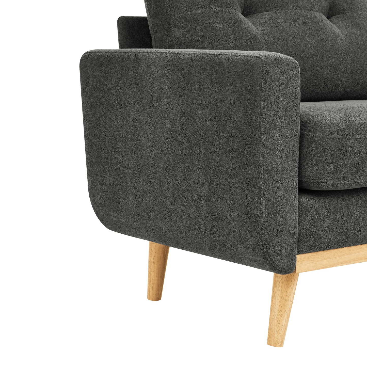 Divano a due posti imbottito di metà secolo con gambe in legno - 29,5 P x 67,7 L x 34,6 A