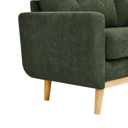 Divano a due posti imbottito e trapuntato in stile moderno di metà secolo, largo 67,7 cm, con gambe in legno