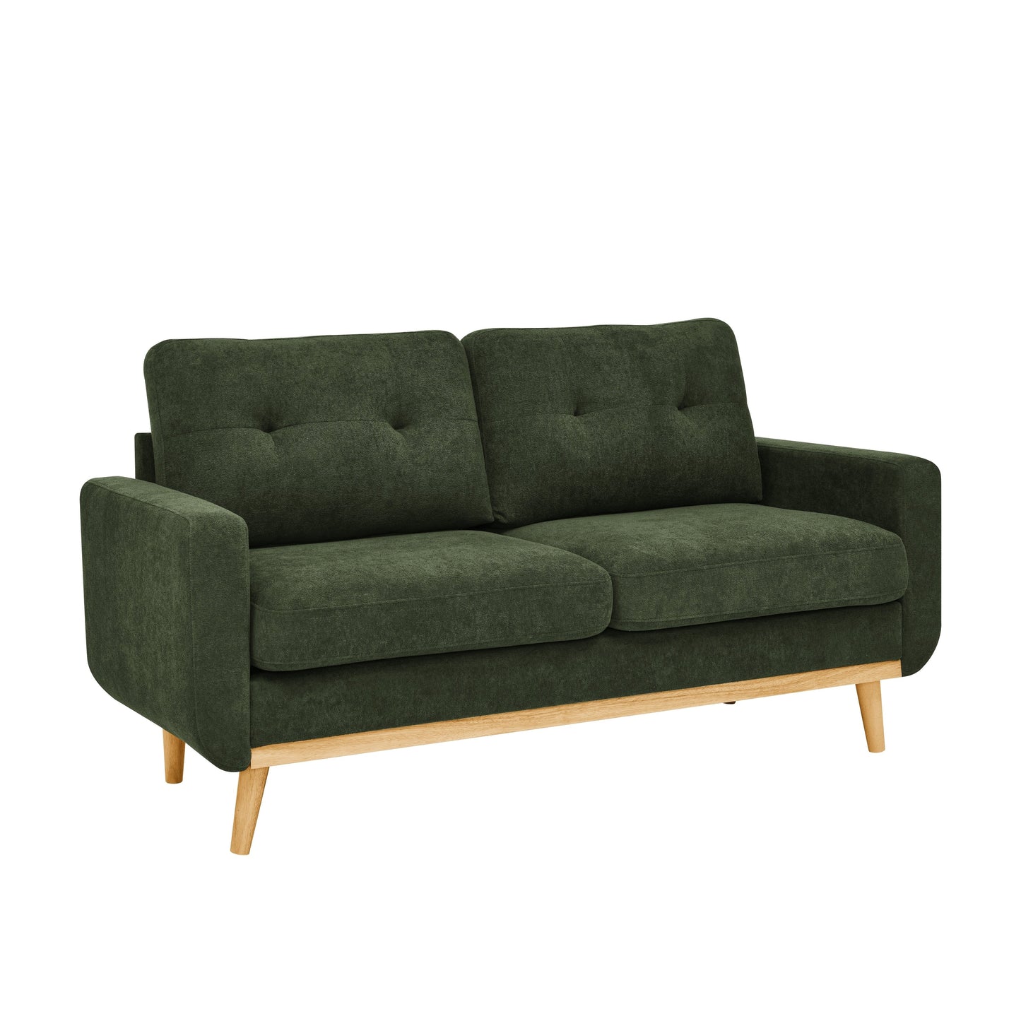 Divano a due posti imbottito e trapuntato in stile moderno di metà secolo, largo 67,7 cm, con gambe in legno