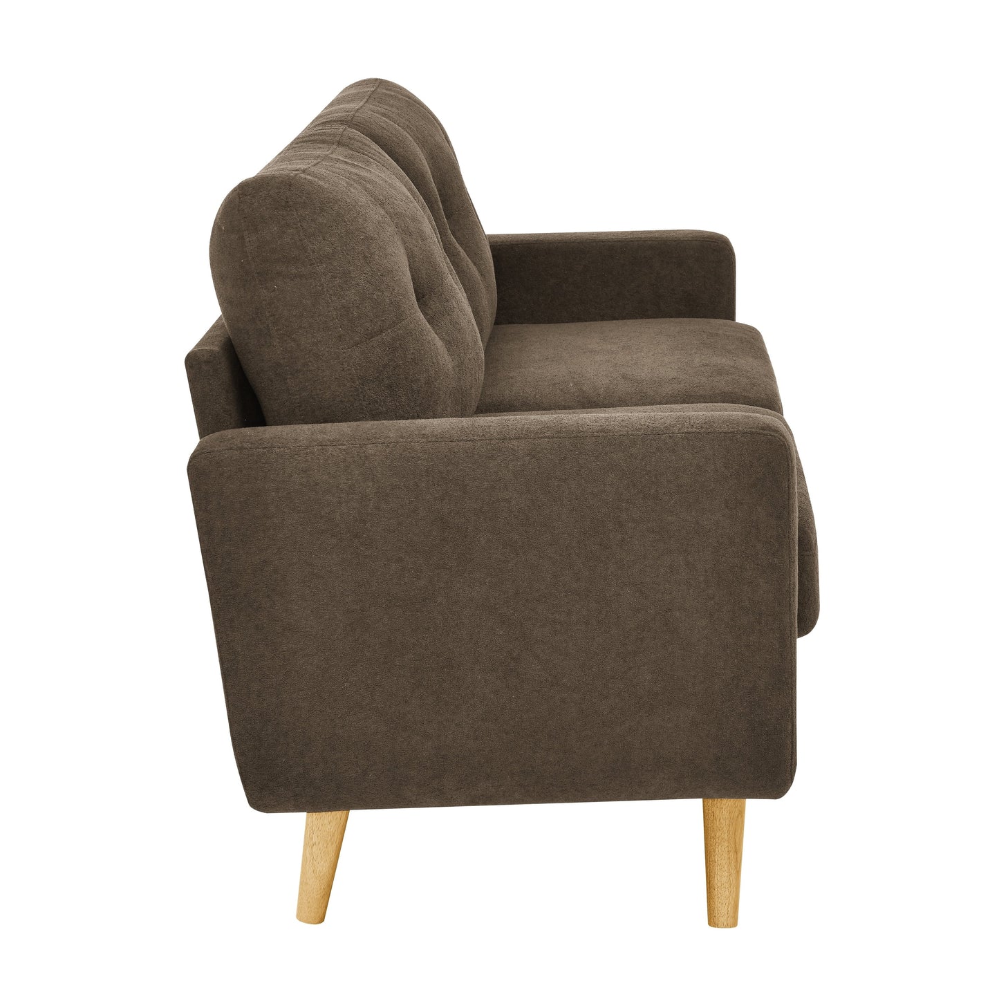 Divano a due posti imbottito e trapuntato in stile moderno di metà secolo, largo 67,7 cm, con gambe in legno