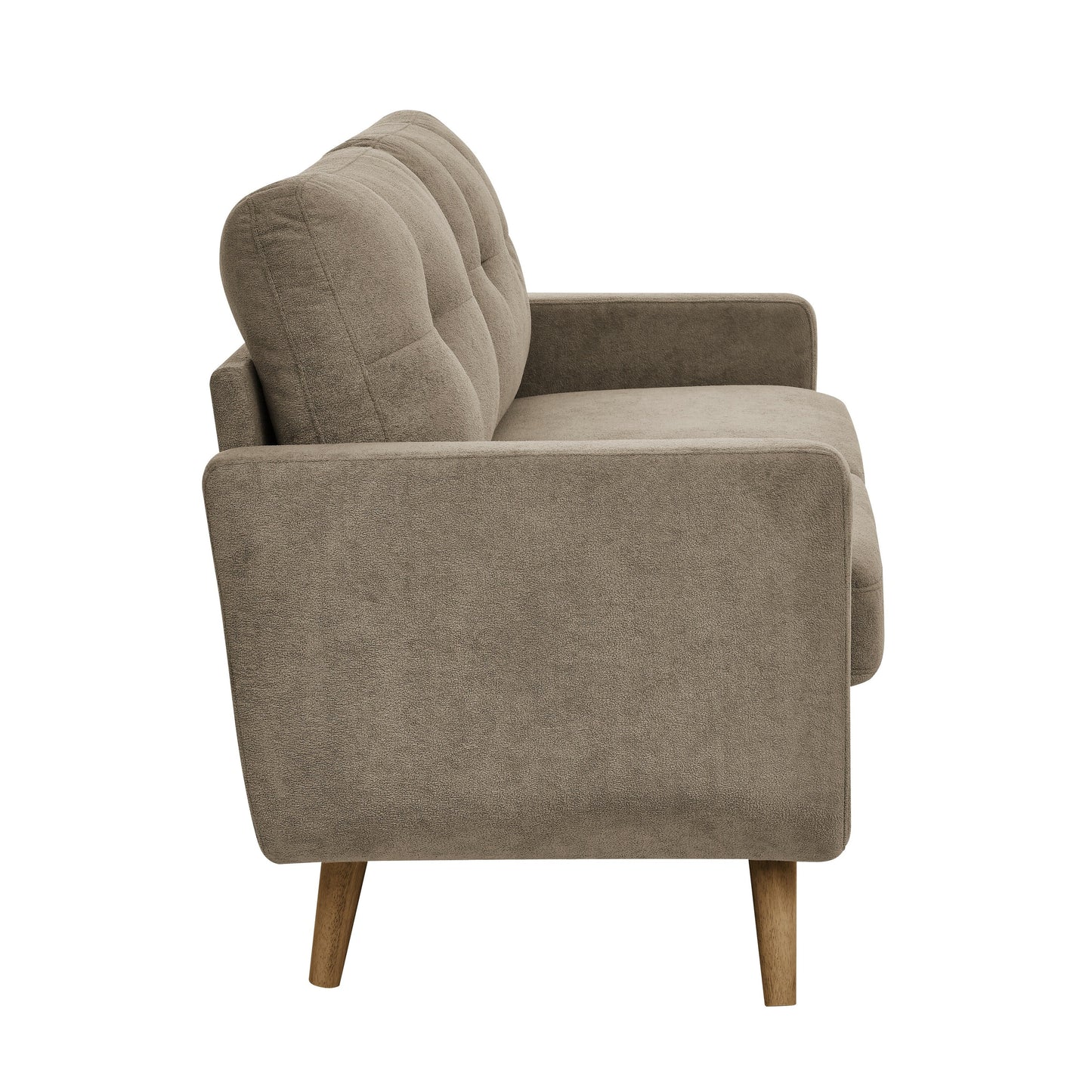 Divano a due posti imbottito e trapuntato in stile moderno di metà secolo, largo 67,7 cm, con gambe in legno