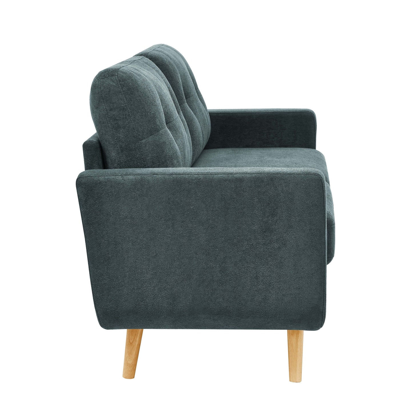 Divano a due posti imbottito e trapuntato in stile moderno di metà secolo, largo 67,7 cm, con gambe in legno