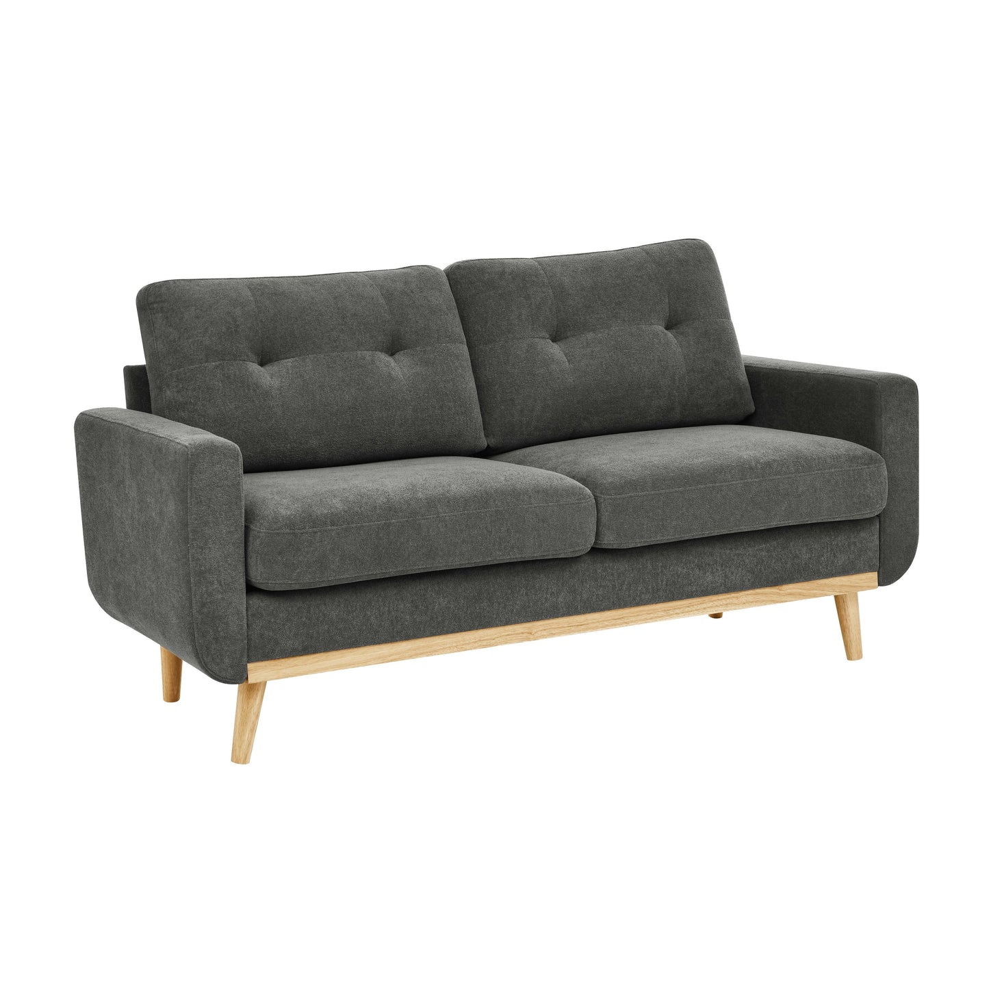 Divano a due posti imbottito e trapuntato in stile moderno di metà secolo, largo 67,7 cm, con gambe in legno
