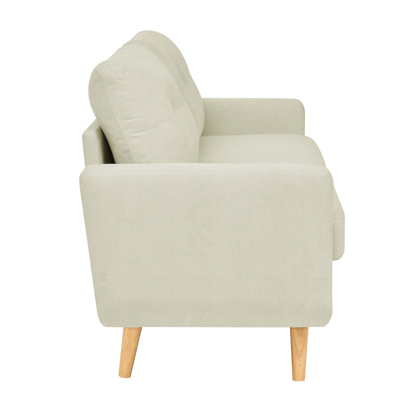 Divano a due posti imbottito e trapuntato in stile moderno di metà secolo, largo 67,7 cm, con gambe in legno