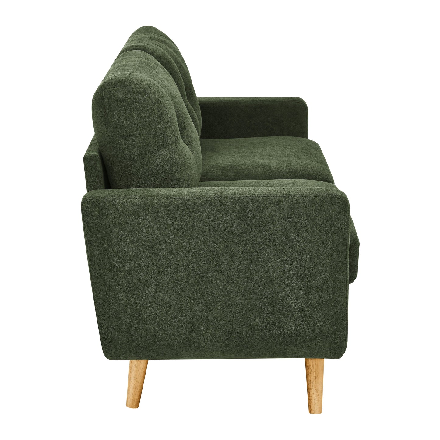 Divano a due posti imbottito e trapuntato in stile moderno di metà secolo, largo 67,7 cm, con gambe in legno