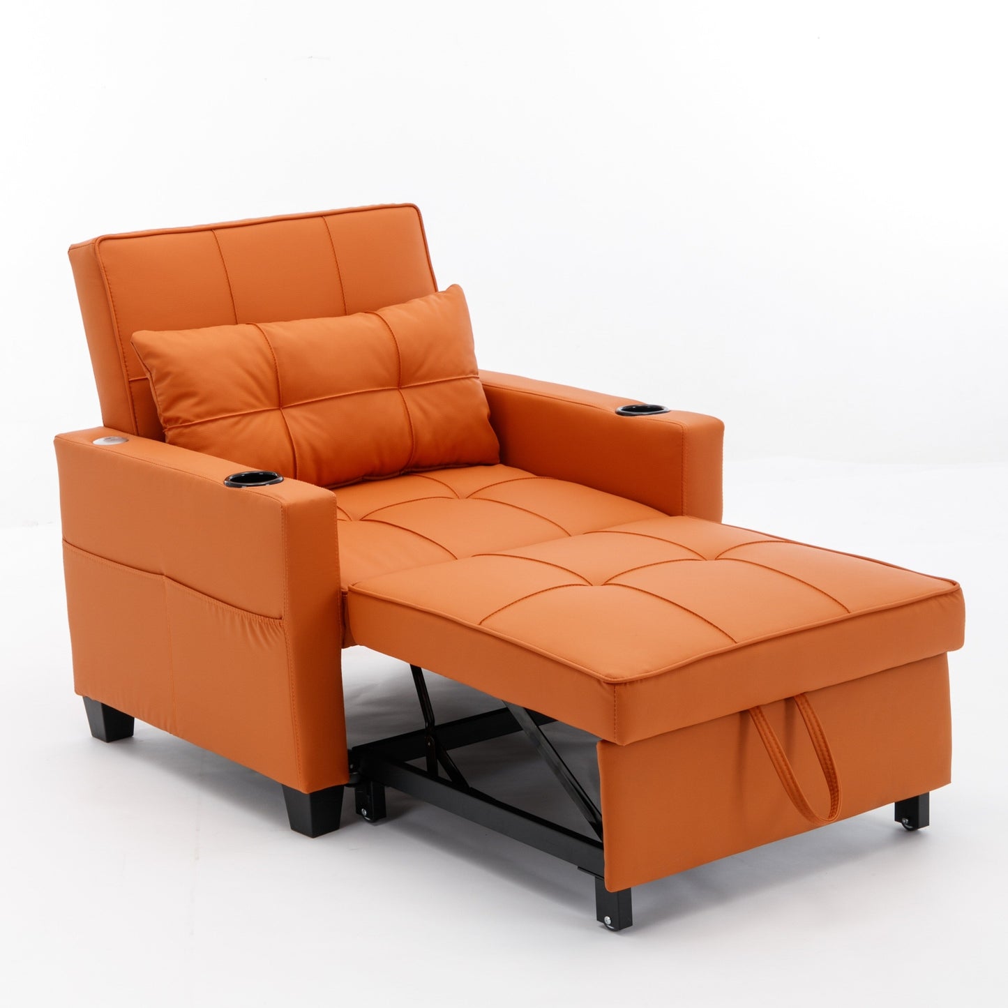 Divano letto singolo convertibile 3 in 1 in similpelle da 68,12 pollici con porte USB e resistente all'usura per il soggiorno