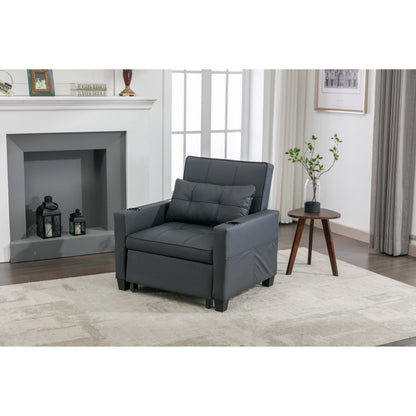 Divano letto singolo convertibile 3 in 1 in similpelle da 68,12 pollici con porte USB e resistente all'usura per il soggiorno