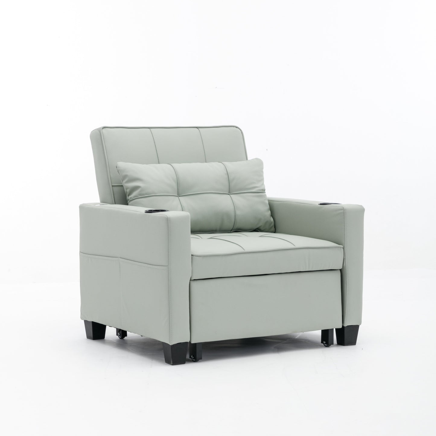Divano letto singolo convertibile 3 in 1 in similpelle da 68,12 pollici con porte USB e resistente all'usura per il soggiorno