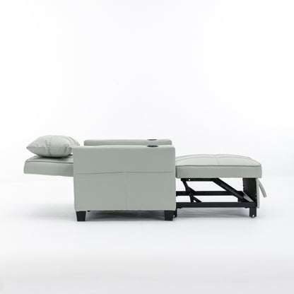 Divano letto singolo convertibile 3 in 1 in similpelle da 68,12 pollici con porte USB e resistente all'usura per il soggiorno