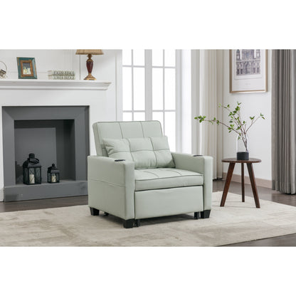 Divano letto singolo convertibile 3 in 1 in similpelle da 68,12 pollici con porte USB e resistente all'usura per il soggiorno