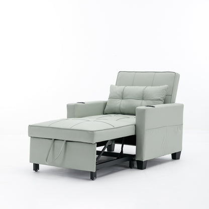 Divano letto singolo convertibile 3 in 1 in similpelle da 68,12 pollici con porte USB e resistente all'usura per il soggiorno