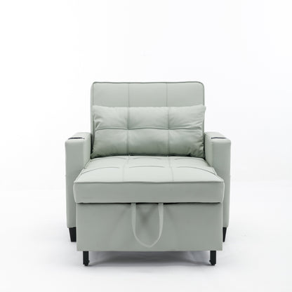 Divano letto singolo convertibile 3 in 1 in similpelle da 68,12 pollici con porte USB e resistente all'usura per il soggiorno