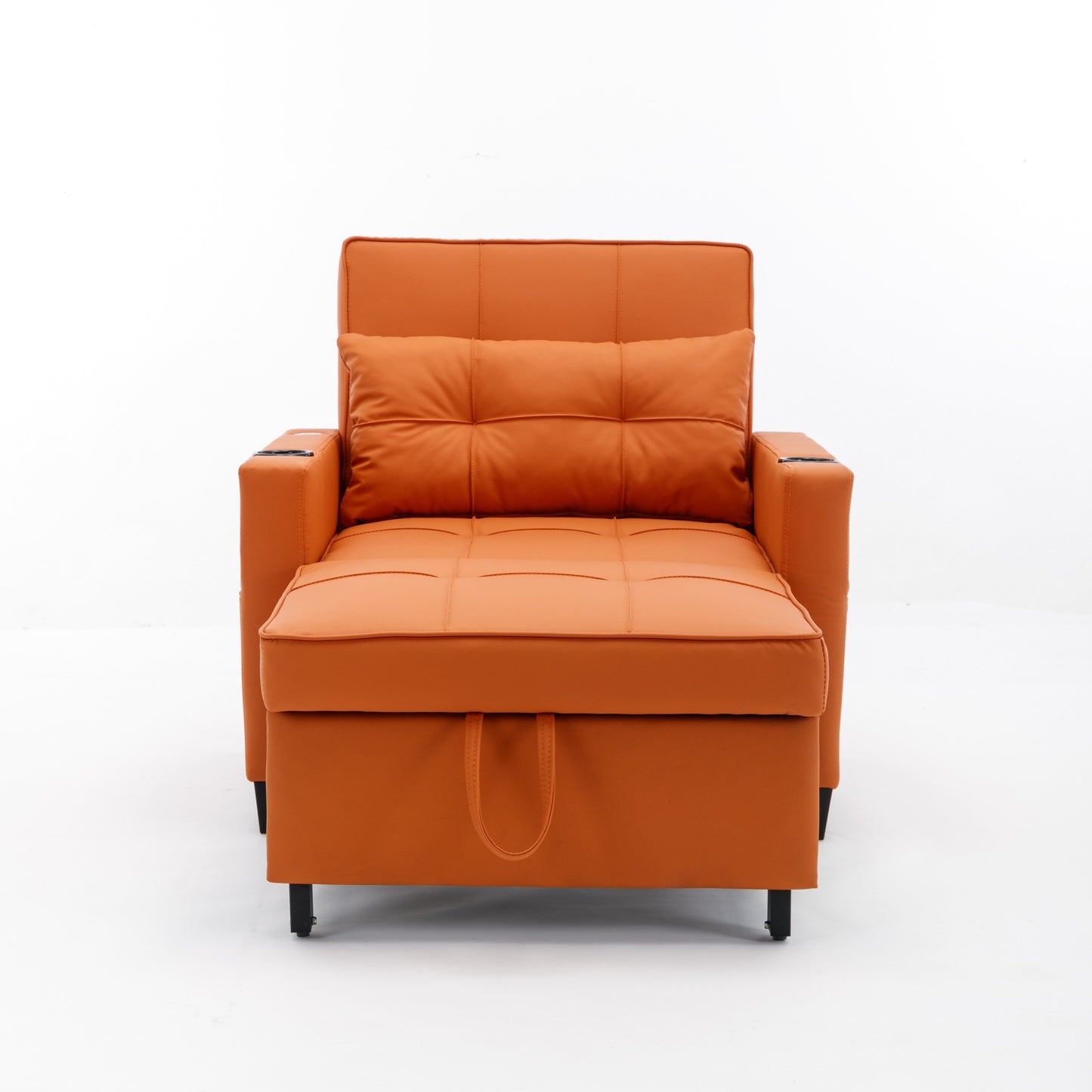 Divano letto singolo convertibile 3 in 1 in similpelle da 68,12 pollici con porte USB e resistente all'usura per il soggiorno