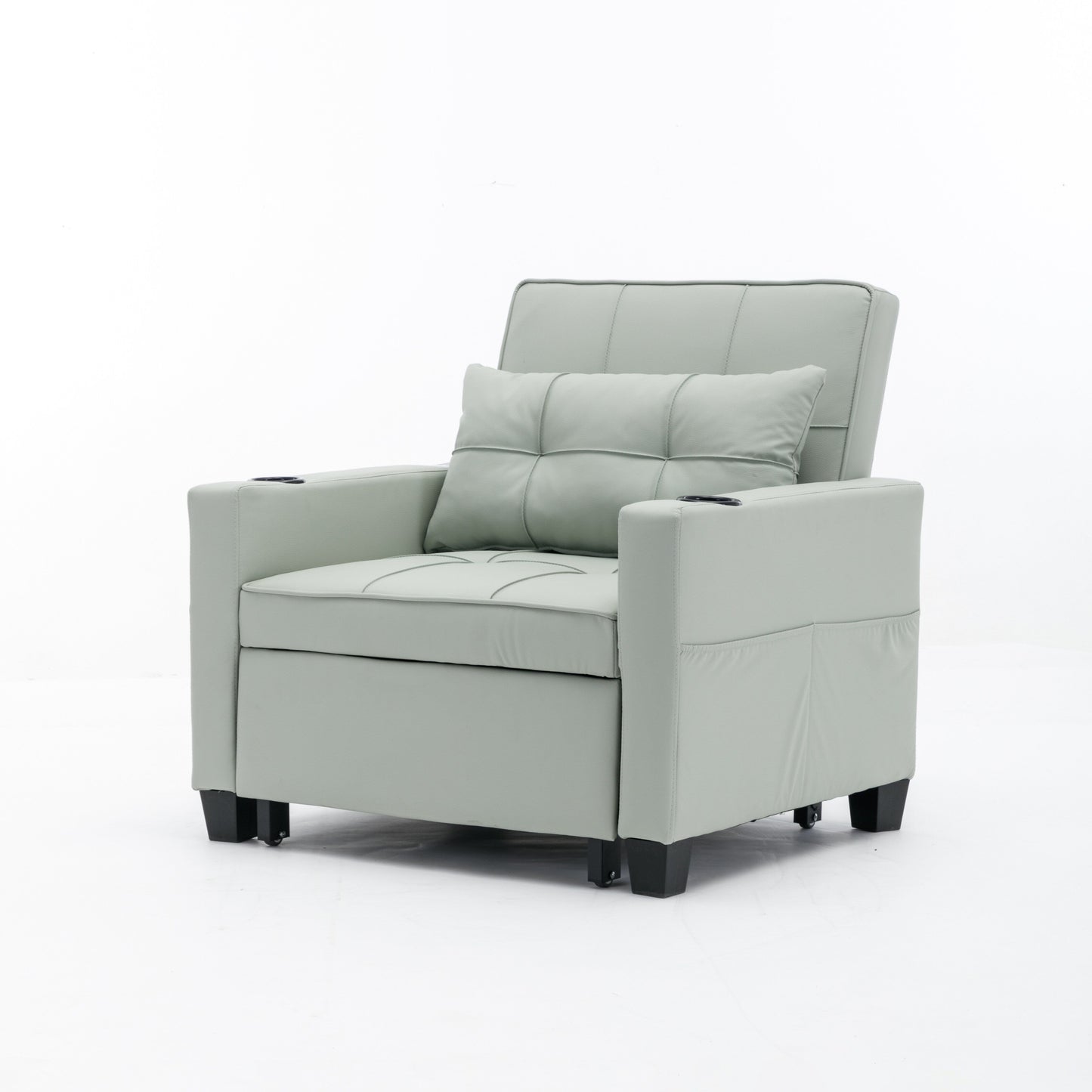 Divano letto singolo convertibile 3 in 1 in similpelle da 68,12 pollici con porte USB e resistente all'usura per il soggiorno