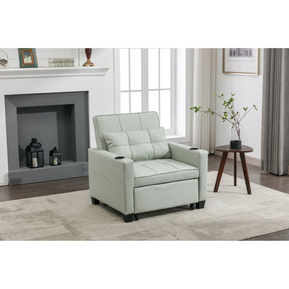 Divano letto singolo convertibile 3 in 1 in similpelle da 68,12 pollici con porte USB e resistente all'usura per il soggiorno