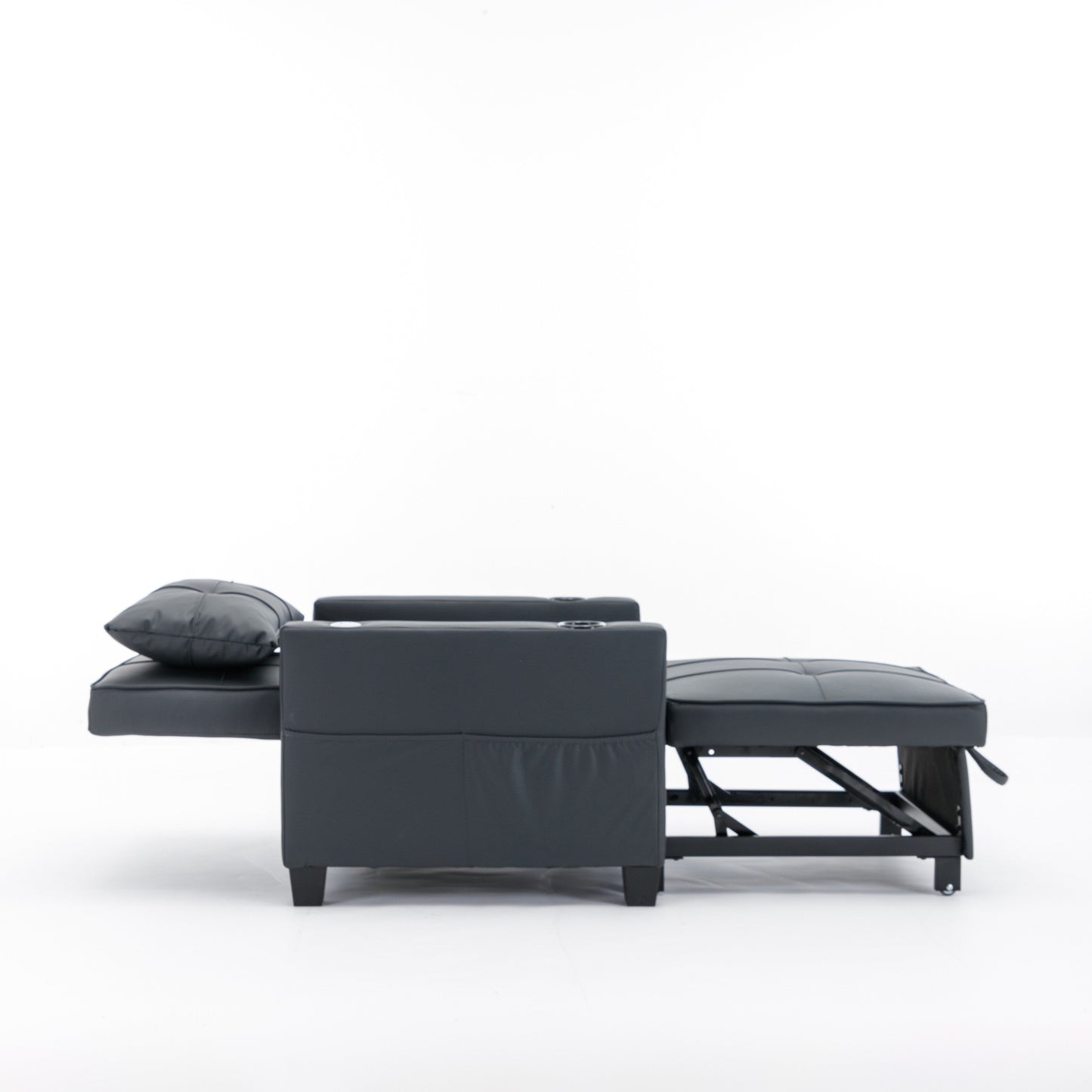 Divano letto singolo convertibile 3 in 1 in similpelle da 68,12 pollici con porte USB e resistente all'usura per il soggiorno