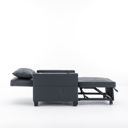 Divano letto singolo convertibile 3 in 1 in similpelle da 68,12 pollici con porte USB e resistente all'usura per il soggiorno