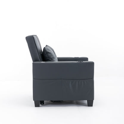 Divano letto singolo convertibile 3 in 1 in similpelle da 68,12 pollici con porte USB e resistente all'usura per il soggiorno