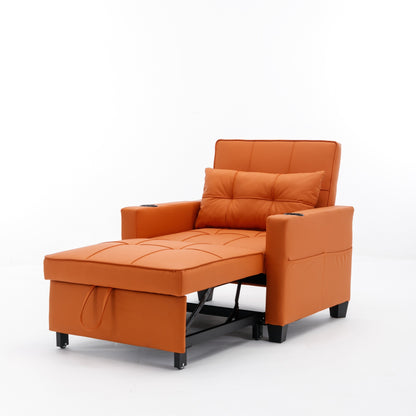 Divano letto singolo convertibile 3 in 1 in similpelle da 68,12 pollici con porte USB e resistente all'usura per il soggiorno