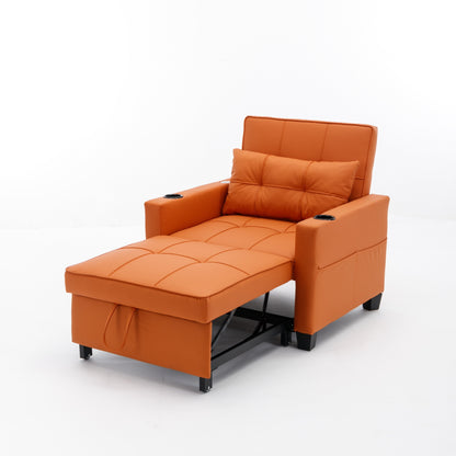 Divano letto singolo convertibile 3 in 1 in similpelle da 68,12 pollici con porte USB e resistente all'usura per il soggiorno