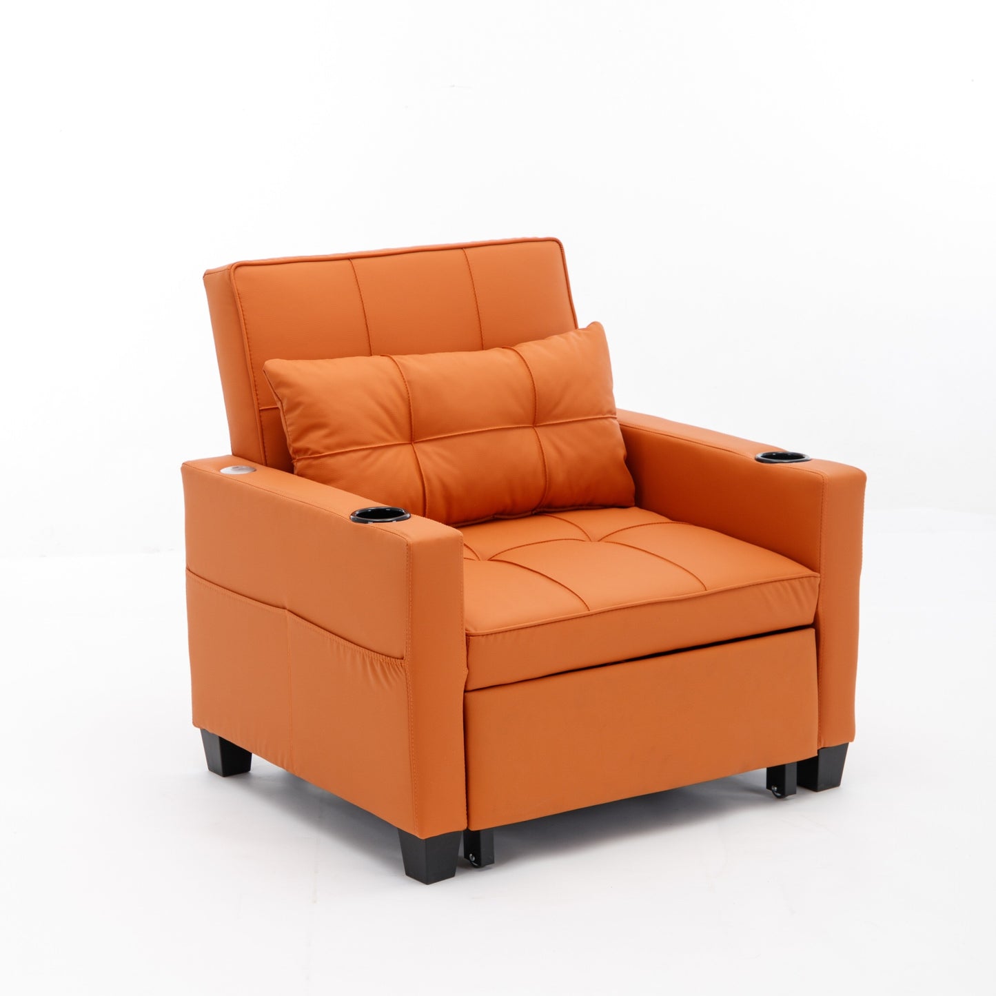 Divano letto singolo convertibile 3 in 1 in similpelle da 68,12 pollici con porte USB e resistente all'usura per il soggiorno