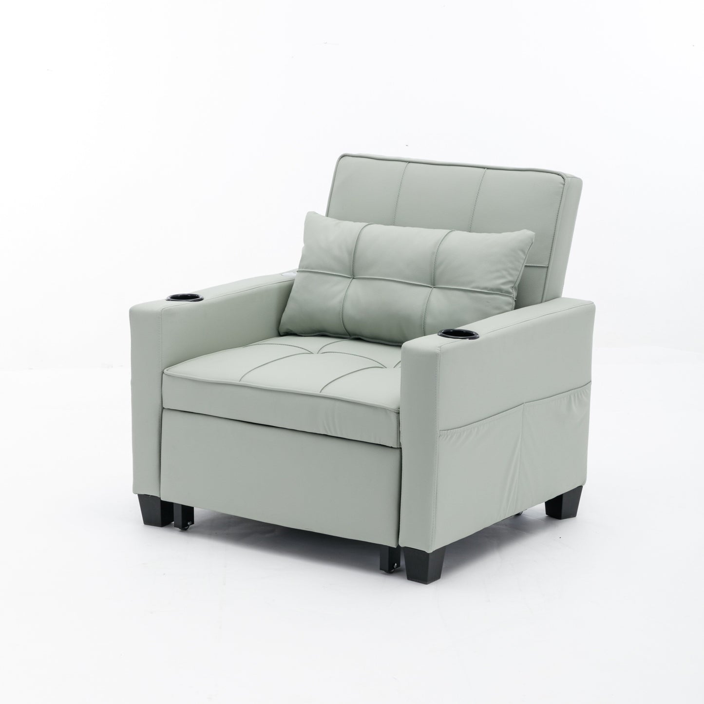 Divano letto singolo convertibile 3 in 1 in similpelle da 68,12 pollici con porte USB e resistente all'usura per il soggiorno