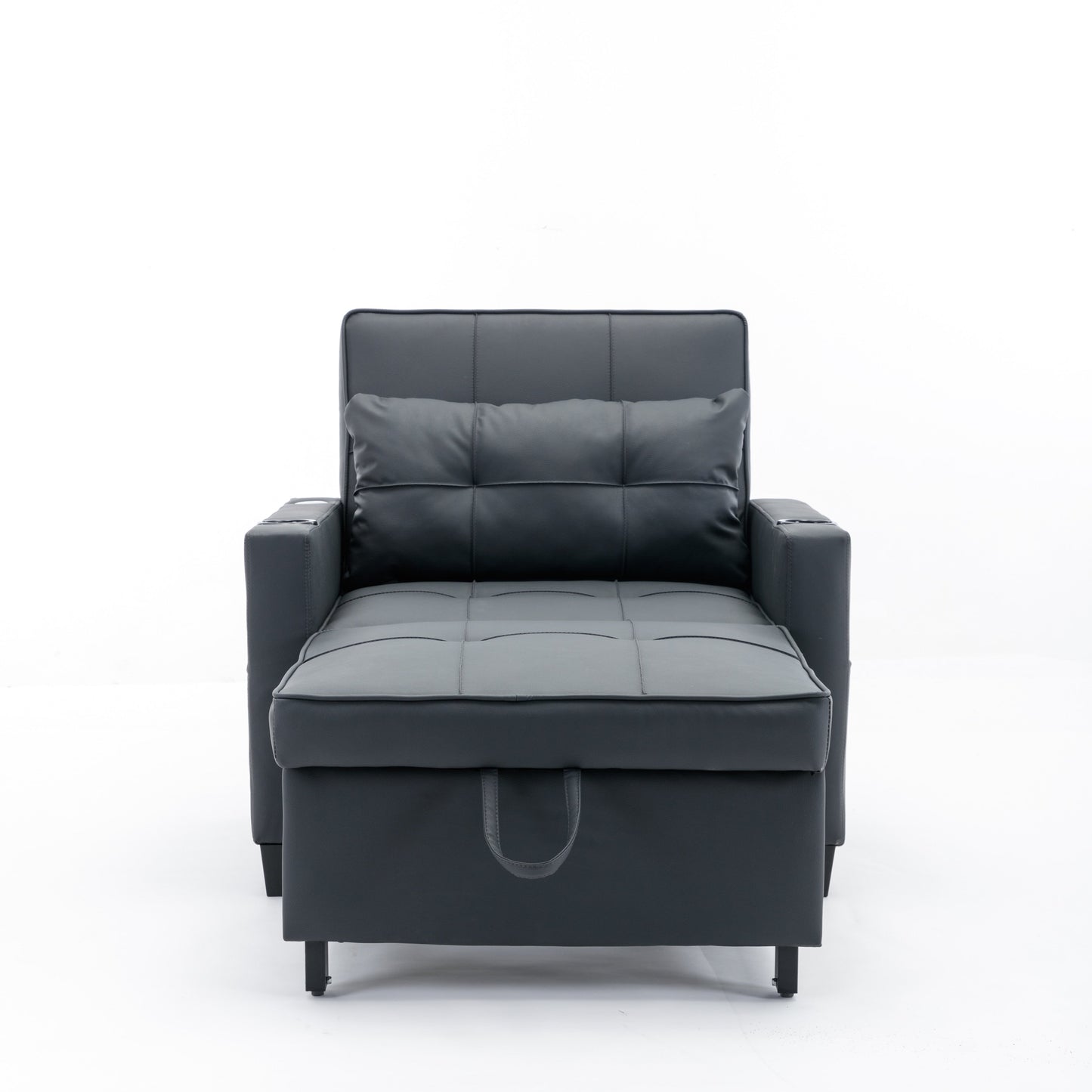Divano letto singolo convertibile 3 in 1 in similpelle da 68,12 pollici con porte USB e resistente all'usura per il soggiorno