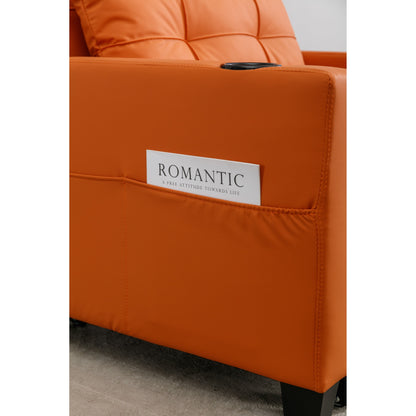Divano letto singolo convertibile 3 in 1 in similpelle da 68,12 pollici con porte USB e resistente all'usura per il soggiorno