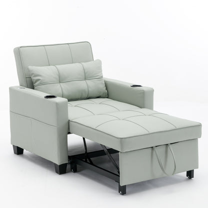 Divano letto singolo convertibile 3 in 1 in similpelle da 68,12 pollici con porte USB e resistente all'usura per il soggiorno