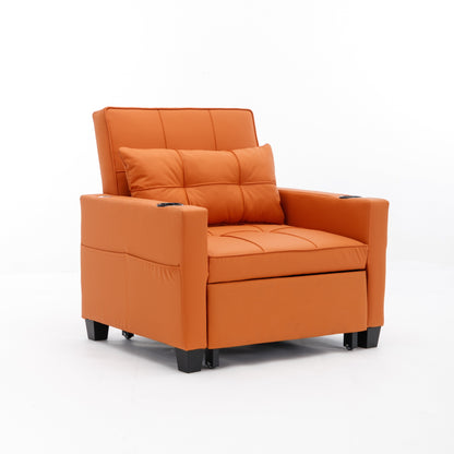Divano letto singolo convertibile 3 in 1 in similpelle da 68,12 pollici con porte USB e resistente all'usura per il soggiorno