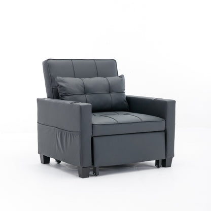 Divano letto singolo convertibile 3 in 1 in similpelle da 68,12 pollici con porte USB e resistente all'usura per il soggiorno