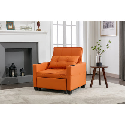 Divano letto singolo convertibile 3 in 1 in similpelle da 68,12 pollici con porte USB e resistente all'usura per il soggiorno