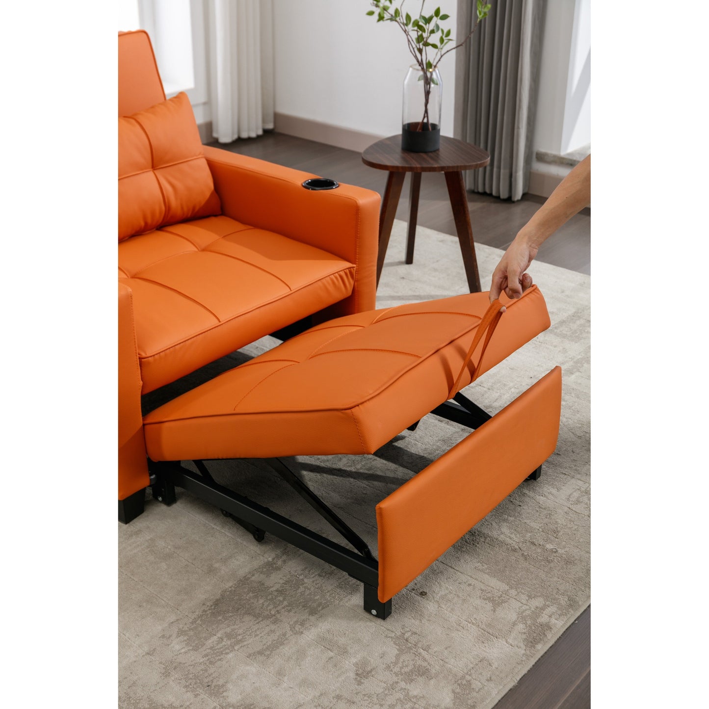 Divano letto singolo convertibile 3 in 1 in similpelle da 68,12 pollici con porte USB e resistente all'usura per il soggiorno