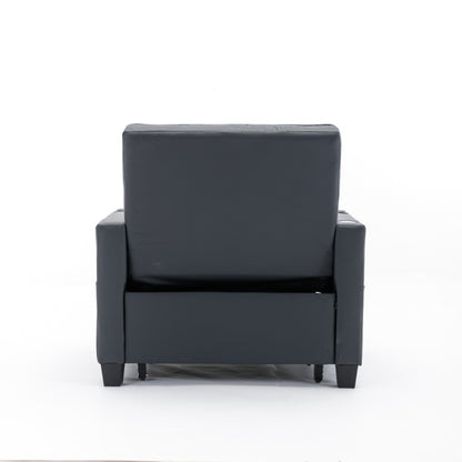 Divano letto singolo convertibile 3 in 1 in similpelle da 68,12 pollici con porte USB e resistente all'usura per il soggiorno
