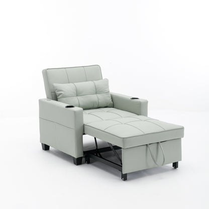Divano letto singolo convertibile 3 in 1 in similpelle da 68,12 pollici con porte USB e resistente all'usura per il soggiorno