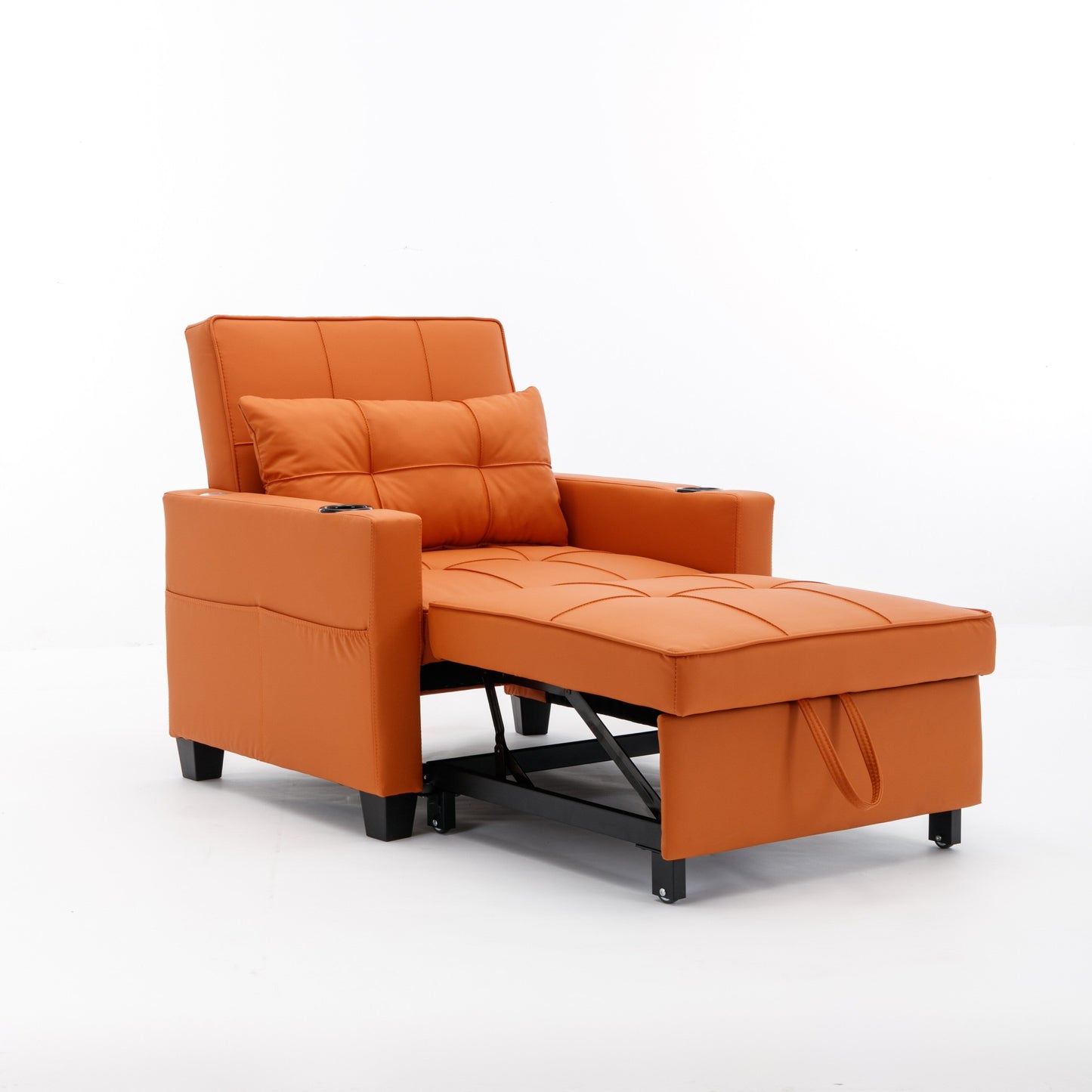 Divano letto singolo convertibile 3 in 1 in similpelle da 68,12 pollici con porte USB e resistente all'usura per il soggiorno