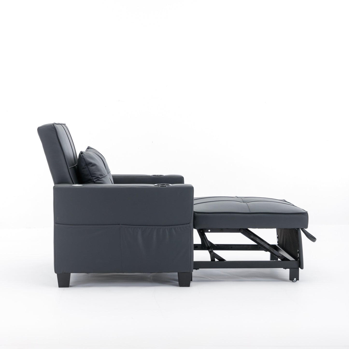 Divano letto singolo convertibile 3 in 1 in similpelle da 68,12 pollici con porte USB e resistente all'usura per il soggiorno