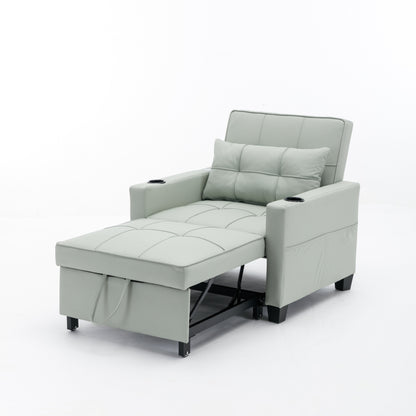 Divano letto singolo convertibile 3 in 1 in similpelle da 68,12 pollici con porte USB e resistente all'usura per il soggiorno