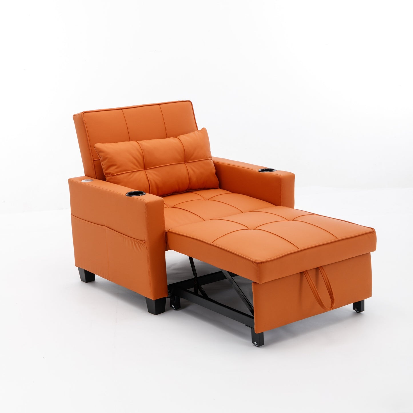 Divano letto singolo convertibile 3 in 1 in similpelle da 68,12 pollici con porte USB e resistente all'usura per il soggiorno